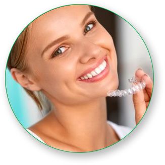 woman face using invisalign